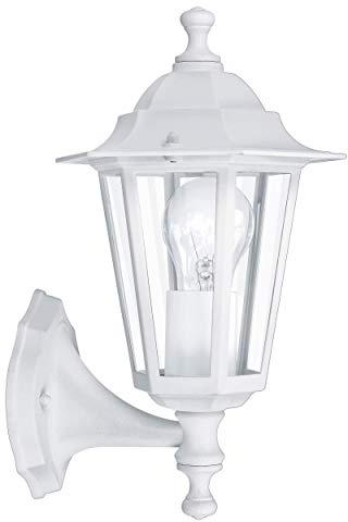 EGLO Lampada da parete da esterno Laterna 5, lampada da esterno uno punto luce, lampada da parete in alluminio pressofuso e vetro, bianco, E27, IP44