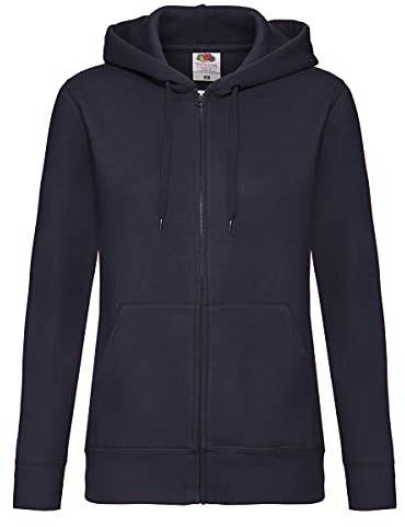 Fruit of the Loom Premium sweatjacka med huva – färg: Djup marinblå – storlek: L, Djup marin, L