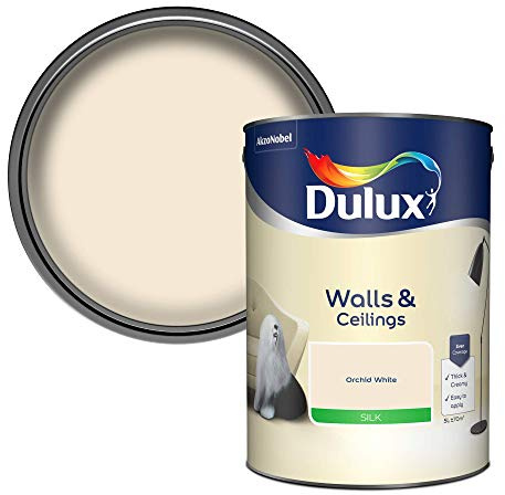 Dulux Silk Emulsion Paint For Walls And Ceilings - Orchid White 5 Litres