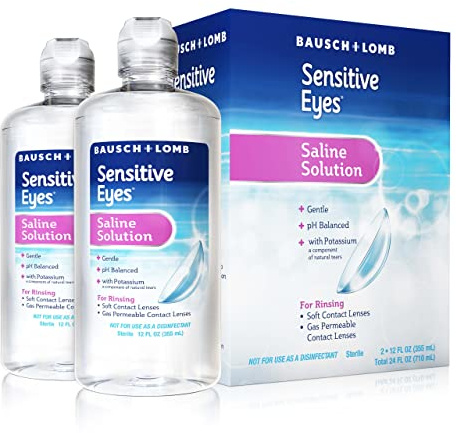 Bausch + Lomb Sensitive Eyes Saline Solution for Contacts, 12 oz 2-Pack