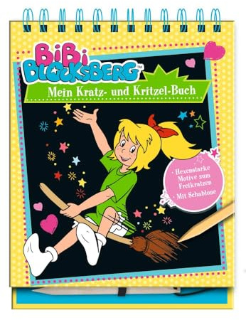 Bibi Blocksberg - Mein Kratz- und Kritzel-Buch: 15 zauberhafte Kratzseiten mit Farb- und Glitzereffekten zum Freikratzen für Kinder ab 5 Jahren | mit Schablone und Kratzstift