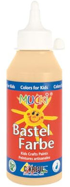 Kreul 24204 - Mucki Bastelfarbe, Kindermalfarbe auf Wasserbasis, parabenfrei, glutenfrei, laktosefrei und vegan, auswaschbar, vermalbar mit Pinsel und Schwamm, 250 ml Flasche, hautfarbe