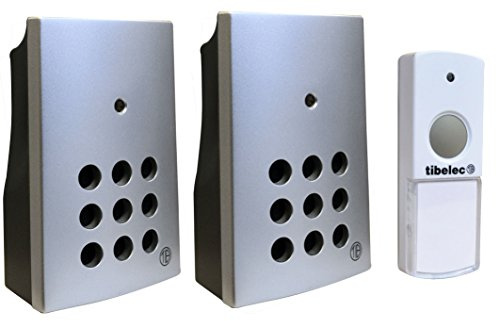 TIBELEC 917180 Double Sonnette Carillon sans fil 8 Mélodies Argent