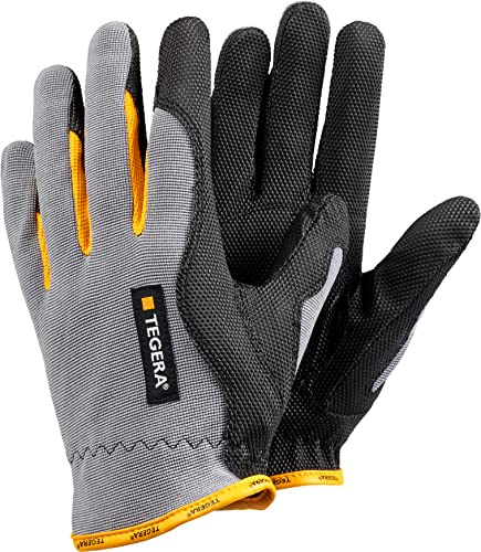 Ejendals Handschuh Tegera 9124 aus Synthetikleder, Größe 11, 1 Stück, grau/schwarz/gelb, 9124-11