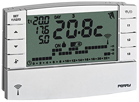Perry 1TXCRTX05 Cronotermostato a Parete Wireless, Bianco