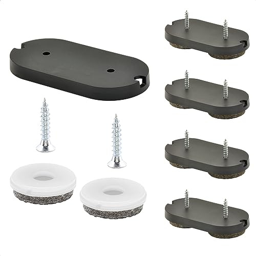 Wagner QuickClick® Stuhlgleiter Filzgleiter 4er-Set zum Anschrauben I 4X Basis + 8X Schraube+Gleiteinsatz austauschbar - Wollfilz Ultrasoft - 62 x 30 mm - Made in DE - 15781300