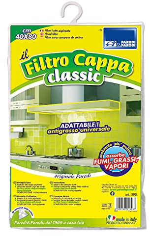 PARODI & PARODI - Filtro Cappa Cucina Classic, 1 Pezzo, Filtri Aspiranti Assorbi Fumi, Grassi e Vapori Ritagliabili in Polietilene, Universale per Tutte le Cappe, Accessori Cucina Misura 40x80 cm