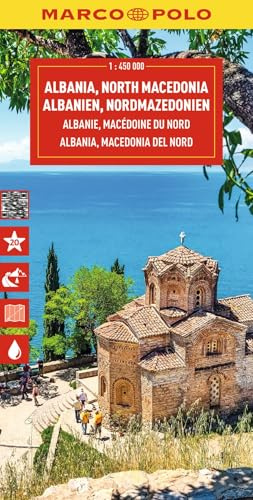 MARCO POLO Reisekarte Albanien, Nordmazedonien 1:450.000: Kosovo - Straßenkarte und Autokarte mit sehenswerten Strecken, Highlights und digitaler Erweiterung (Marco Polo Maps)