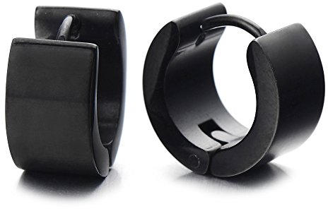 Paar Schwarz Creolen für Herren Damen, Edelstahl Huggie Ohr Manschette Ohrringe, Fake Piercing