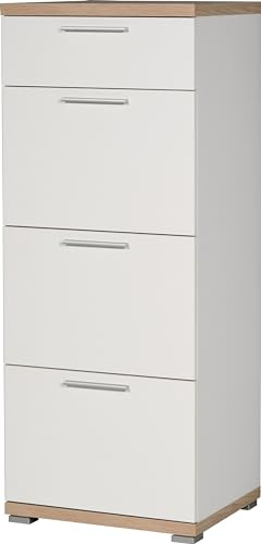 Germania 3203-178 Kommode GW-Top in Weiß/Absetzung Sonoma-Eiche-Nachbildung, 48 x 120 x 40 cm (BxHxT)