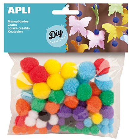 Apli kids 013061 Sachet de 78 Pompons Couleurs Assorties