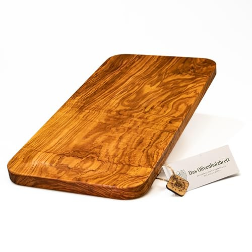 La Tabla de Cortar, con Esquinas Redondeadas de Madera de Olivo - 50cm