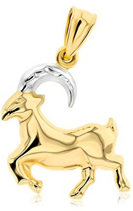 GOLDANHÄNGER STEINBOCK 585ER GELB- WEISSGOLD 14 KARAT KETTENANHÄNGER STERNZEICHEN 8024