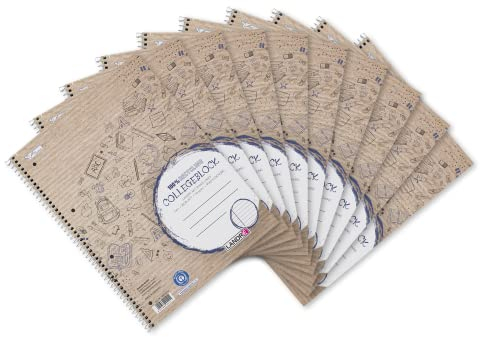 Landré Collegeblock A4 Recycling, liniert, 80 Blatt, gelocht, 10 Stück