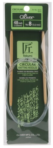 Clover Takumi Bamboo Circular 48-Inch Knitting Needles, Size 8