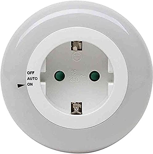 Kopp LED Nachtlicht mit 3 LED´s, als Zwischenstecker, mit Dämmerungssensor, mit Schalter EIN/AUTO/AUS, Farbe weiß leuchtend, 195905010