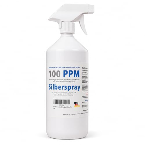 Kolloidales Silberspray für Hunde, Katzen & Pferde 1000ml | 100 PPM Echtes Silber statt Aluminium | Wundspray bei Hot Spot, Juckreiz, Mauke, Ekzem | Made in Germany | Stallapotheke