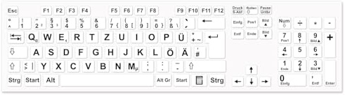 younikat Tastaturaufkleber Deutsch weiße mit schwarzen Buchstaben - hin183