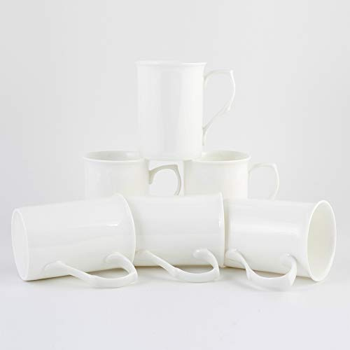fine Bone China White Castle Mugs Measuring 4 by 3 inches Holding 10fl oz