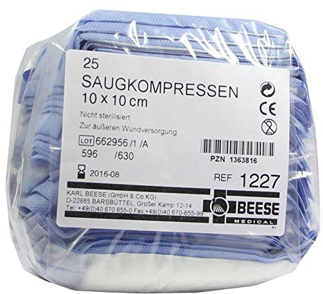 SAUGKOMPRESSEN unsteril 10x10 cm 1227 25 St