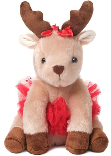 Bearington Darling Dancer Ballerina Reindeer Stuffed Animal, 7 Inch Stuffed Reindeer Christmas Doll, Ideal Christmas Plush Toy Gift for Toddlers, Kids & Teens, for Ages 3-14