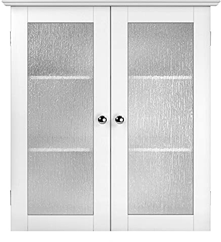 Teamson Home Bathroom Connor Wall Cabinet with 2 Glass Doors White ELG-581