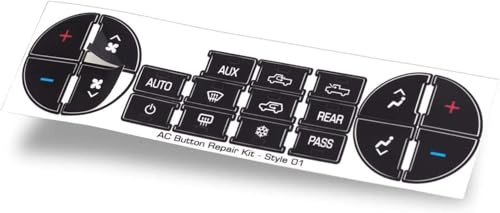 OxGord AC Dash Button Repair Kit - Original Design & Made in USA - Best for Fixing Ruined Faded A/C Control Buttons - Decal Replacement Fits Select 07-14 GM Vehicles - Car SUV Van Truck Accessories