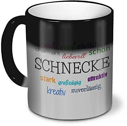 printplanet Zaubertasse mit Namen Schnecke - Magic Mug mit Design Positive Eigenschaften - Zauberbecher, magische Kaffeetasse