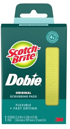 Scotch-Brite Dobie Cleaning Pad, Ideal for Dishwashing, Kitchen, Bathroom and More, Scours Without Scratching, 1 Pad