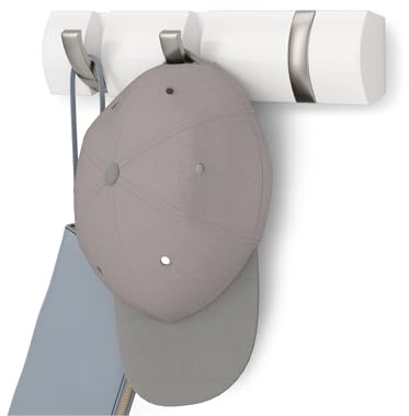 Umbra Flip Perchero de pared con 3 ganchos extraíbles, Álamo, Blanco