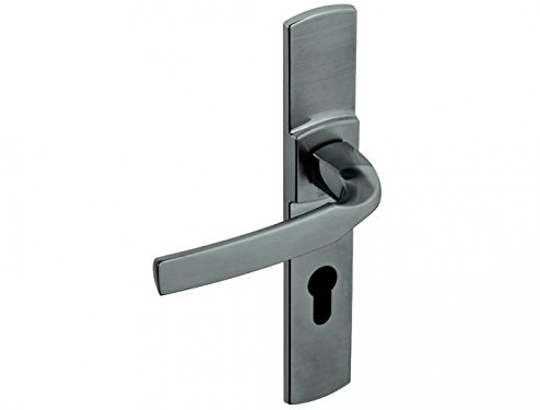 Vachette Ensemble de Poignée de Porte sur Plaque ARTIS - Version Clé I pour Porte d'Entrée, Cave, Abris de Jardin à Cylindre - Entraxe 195 mm - en Zamak Résistant - Garantie 10 Ans - Diamant Noir