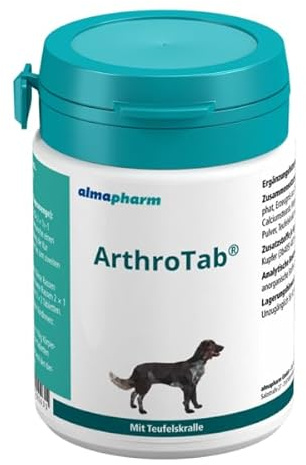 Almapharm ArthroTab | 160 Tabletten | Ergänzungsfuttermittel für Hunde | Zur Förderung der Gelenksfunktionen | Mit Teufelskralle, Brennnessel, Zink und Mangan
