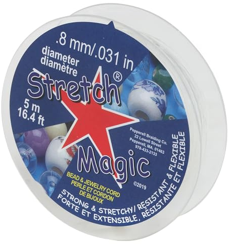 Stretch Magic Elastic Beading Cord – Clear Color, 0.8mm in Diameter, 5-Meter (16.4 ft) - Easy to Knot, Strong & Stretchy String for Making Beaded Jewelry