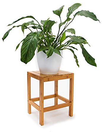 Relaxdays Bambushocker H x B x T: 40 x 28 x 32 cm Badhocker aus hochwertigem Holz als universelles und dekoratives Accessoire als praktischer Beistelltisch und Blumenhocker für Ihre Wohnung, natur