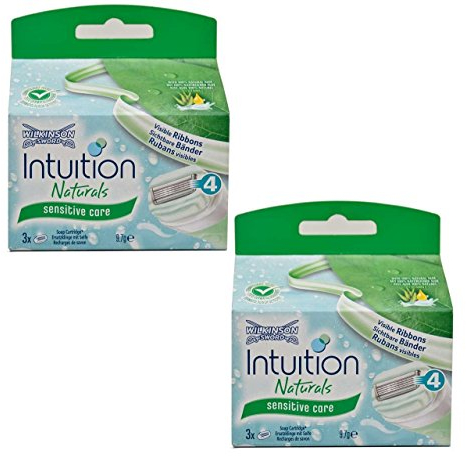 2x Wilkinson Intuition Naturals Sensitiv Care 3 Rasierklingen mit Seife und Aloe