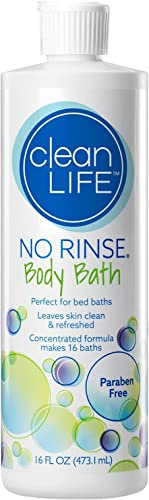 No-Rinse CleanLife Products Body Bath, 16 fl oz (Makes 16 Complete Baths) – Gentle, Concentrated Liquid Body Wash Made in USA – Ideal for Post-Surgery, Elderly Care, Camping, and Travel