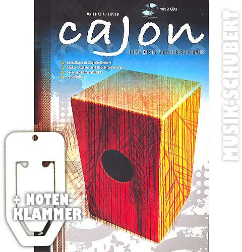 CAJON Eine Kiste voller Rhythmus (+2 CDs) inkl. praktischer Notenklammer -- Grundlagen und Spieltechniken -- Shaker-, Cajinto- und Boosterset-Grooves -- Solo- und Ensemblestücke -- 26 Stilistiken (Taschenbuch) von Matthias Philipzen (Noten/Sheetmusic)