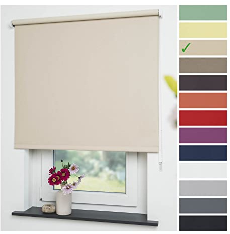 Liedeco® Rollo, Fenster Rollo, Kettenzug-Rollo / 92 x 240 cm (Breite x Höhe), Cream/Verdunkelnd, Abdunkelnd, Blickdicht/viele Farben, Größen und Typen/Breiten 60-200cm / Variable Montage möglich