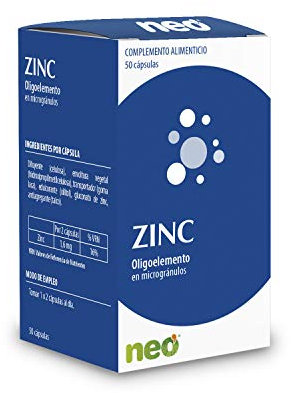NEO | Zinc - 50 Cápsulas | Complemento Alimenticio para Favorecer la Función Cognitiva Normal y Reforzar el Sistema Inmunitario | Vegano sin Alérgenos ni GMO | Tomar 1 o 2 Cápsulas al Día