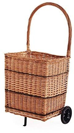 e-wicker24 Alles aus Weide Kaminholzkorb auf Rollen Trolley fahrbar aus Vollweide Kaminkorb Halbrund Rollkorb aus Weide für Kaminholz Aufbewahrungskorb Einkaufskorb (Natur)