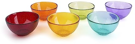 Excelsa 60688 Scratch Set 6 Coppette, Vetro, Multicolore, 13 x 13 x H. 5.5 cm