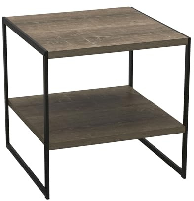 Household Essentials Square Wooden Side Table/End Table With Storage Shelf, Ashwood