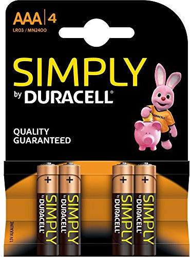 Duracell MN2400B4S Pack de 4 Piles AAA Noir/Copper