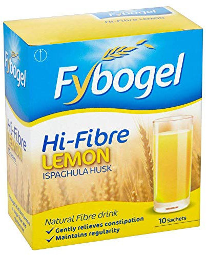 Fybogel Hi-Fibre Lemon Sachets - 10 Pack | Ispaghula Husk For Constipation, Regularity, Fast Digestion, And Nausea Relief | Natural Supplement For Effective Results
