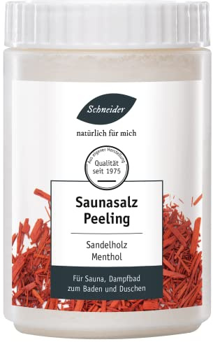 Saunabedarf Schneider - Saunasalz watteweich, Salinensalz Sandelholz, für Sauna, Dampfbad, Infrarotkabine, Dusche 1000g