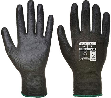 Portwest A120BKRXS Breathable Pu Palm Glove, Black, Xs, Pack of 1