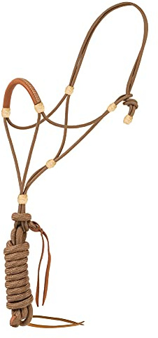 MUSTANG Elite Rope Halter with Leather Nose Tan