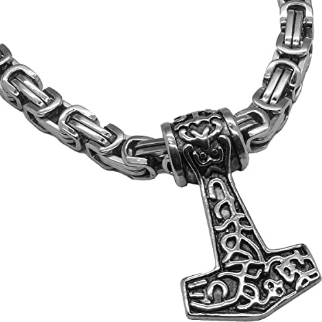 Soul-Cats - Colgante y Cadena, diseño de Mjöllnir, el Martillo de Thor Plata Talla:50 cm