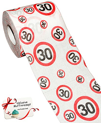 alles-meine.de GmbH 10 Rollen Toilettenpapier - 30. Geburtstag/Happy Birthday - 25 m - Verkehrsschild - WC Klopapier Klopapier - lustig Klorolle große Rolle/dreißigster..