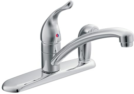 Moen 7434 Chateau One-Handle Low-Arc Kitchen Faucet with Side Sprayer in Deck, Chrome